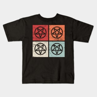 Retro Vintage Occult Pentagram Icons Kids T-Shirt